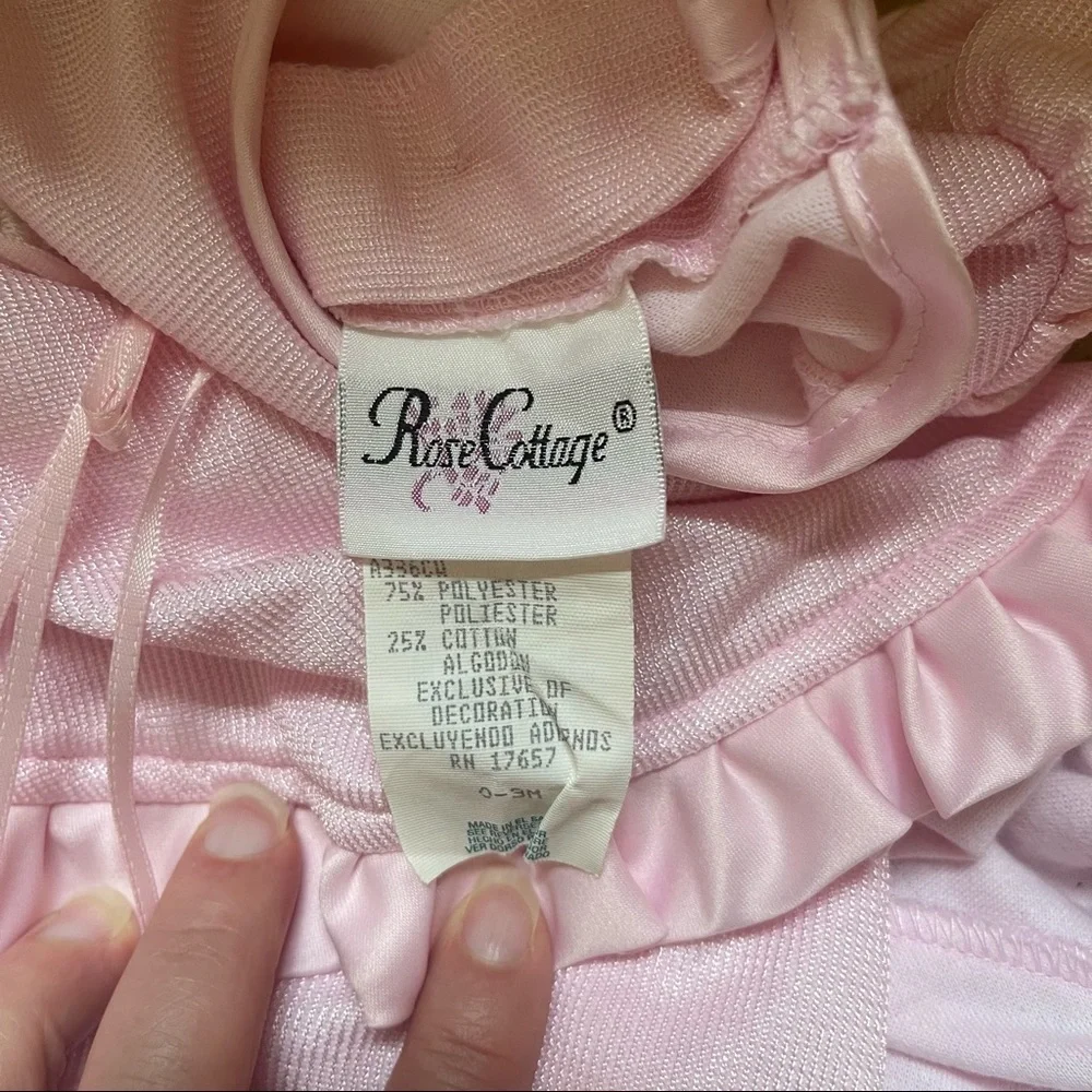 Rose Cottage Pink Rose Bud Lace Trim One Piece Dress​
